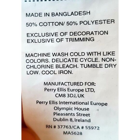 Perry Ellis Men's LG Polo Shirt Black/ White Dobby Pattern Metal Zip Pull - Picture 13 of 15